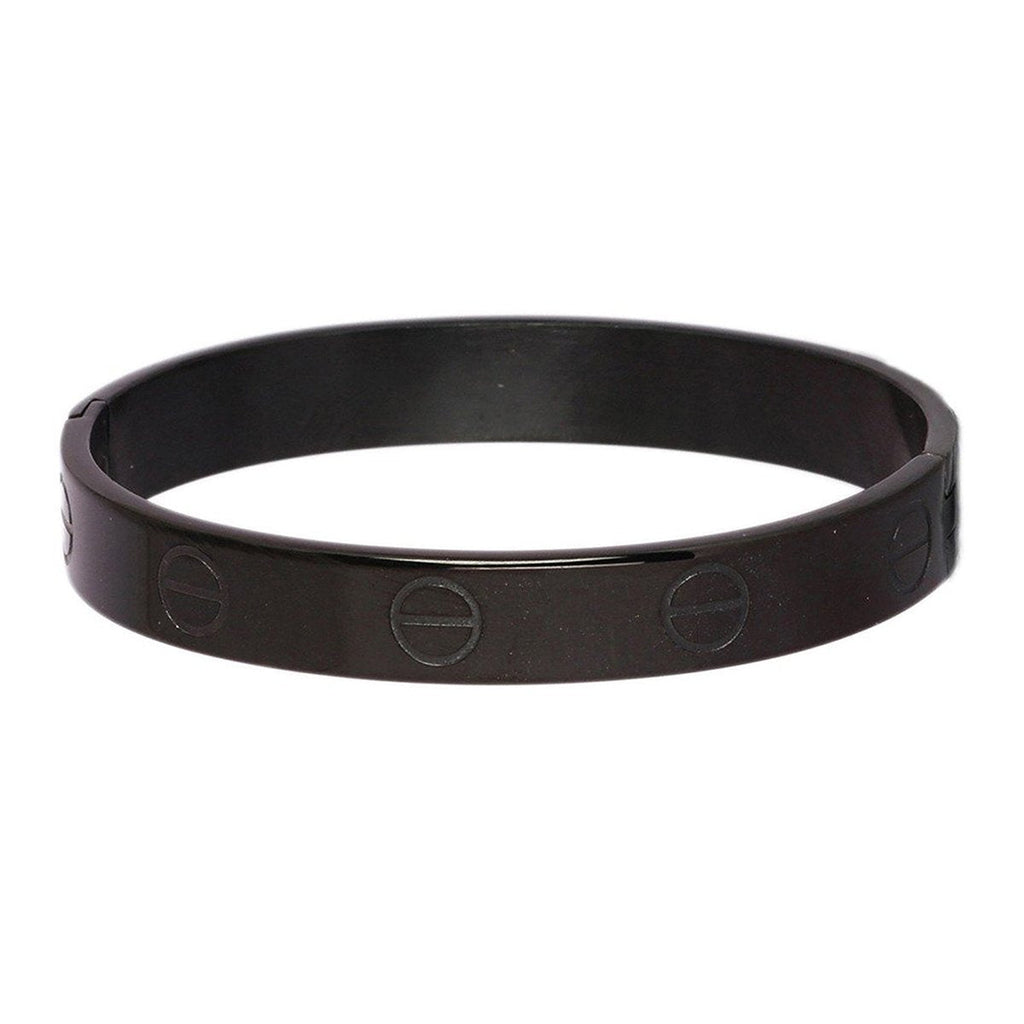 Stainless Steel Screw Black Oval Macho Kada Stylish Bracelet Men Bulk
