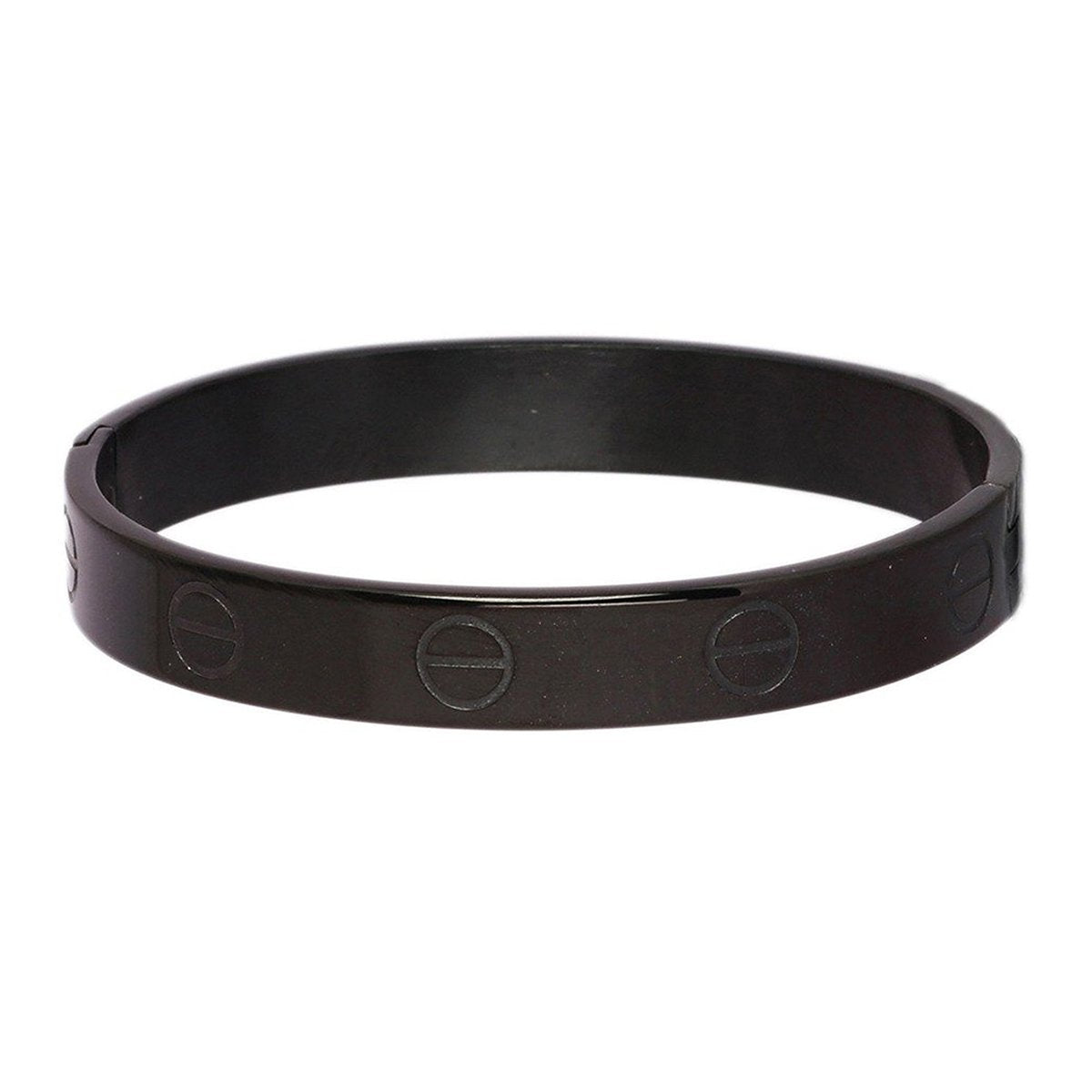 Stainless Steel Screw Black Oval Macho Kada Stylish Bracelet Men Bulk