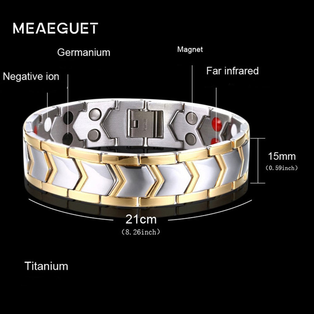 Gold Silver Bio Magnet Therapy Health Energy Bracelet Bulk