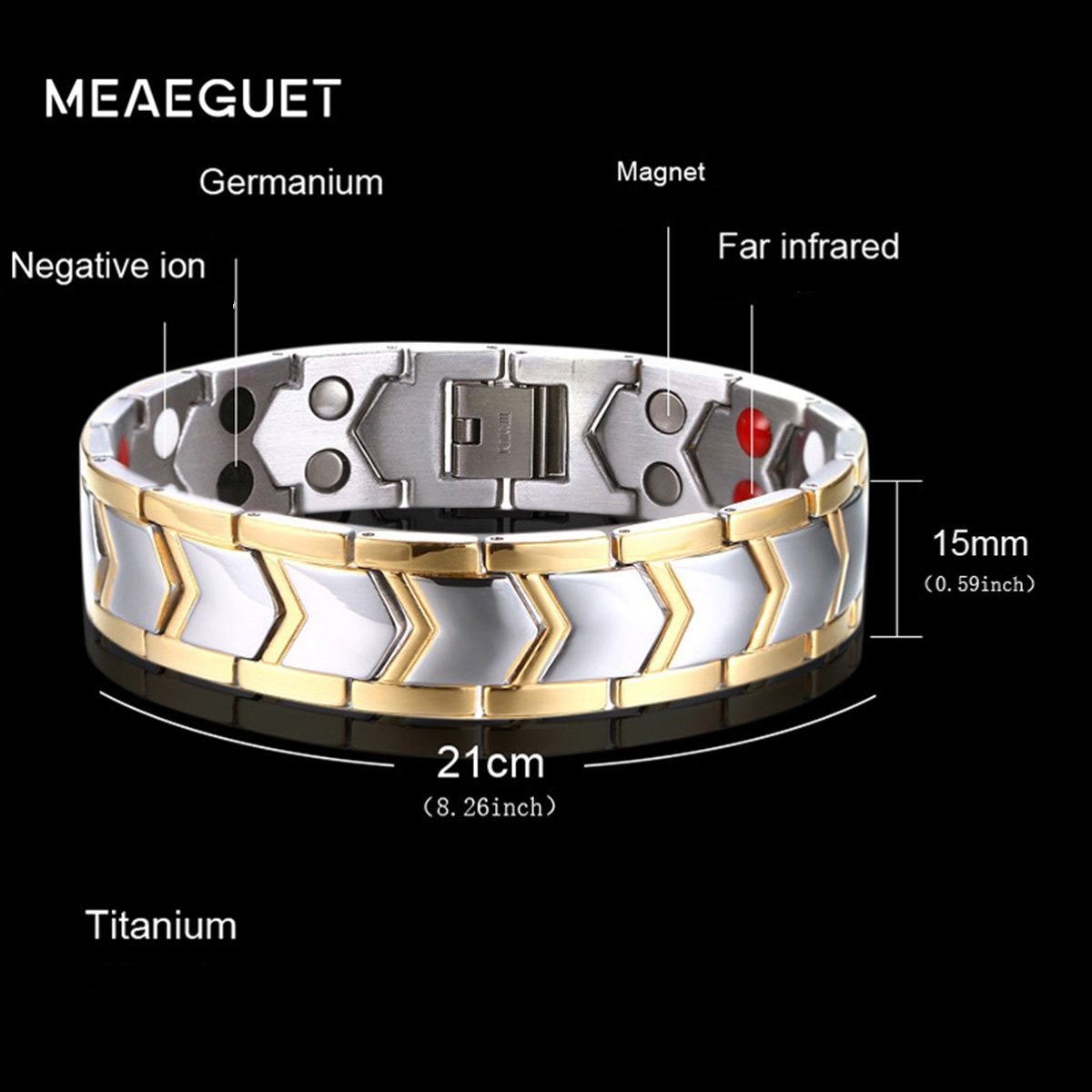 Gold Silver Bio Magnet Therapy Health Energy Bracelet Bulk
