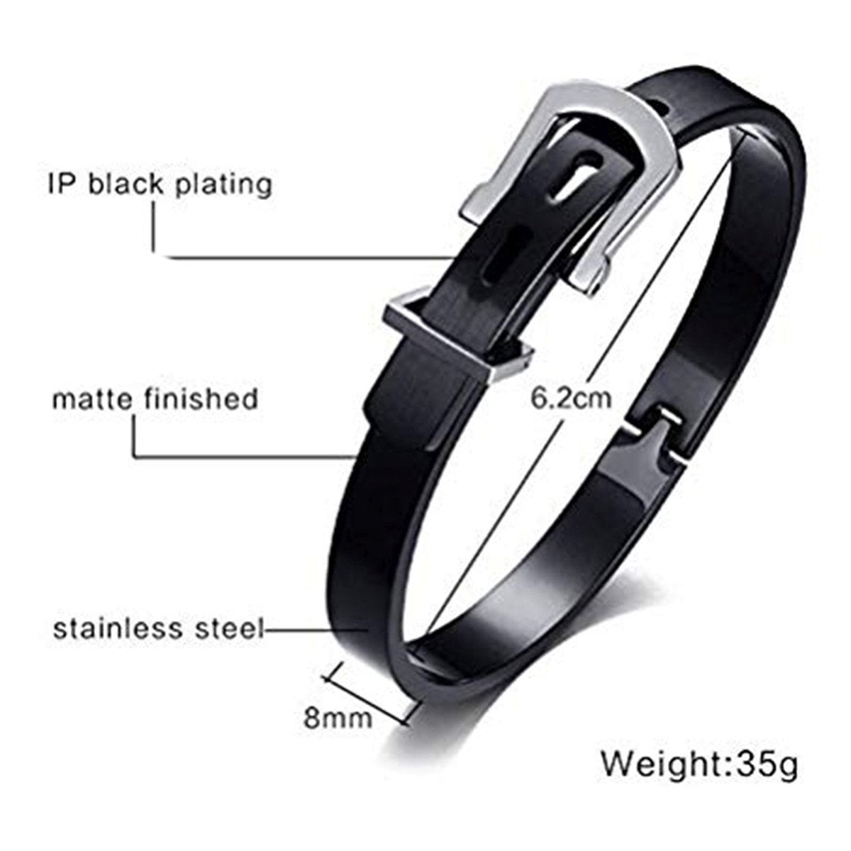 Watch Buckle Style Free Size Stainless Steel Kada Bracelet Men Bulk Secondary image