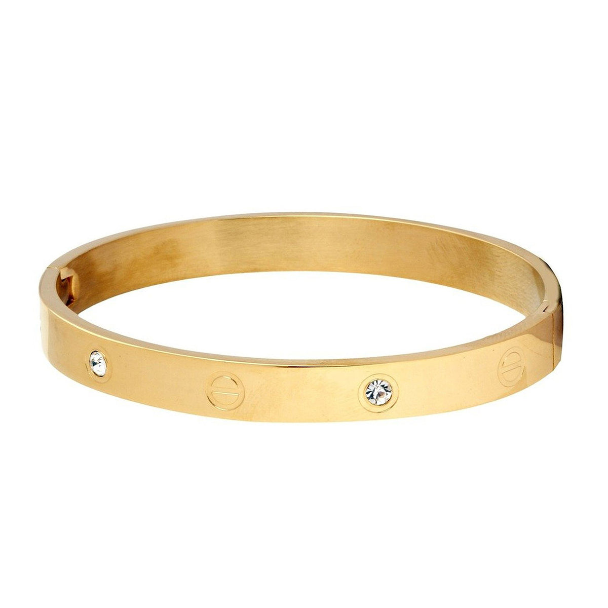 American Diamond 18K Gold Stainless Steel Kada Bracelet Men Bulk Secondary image