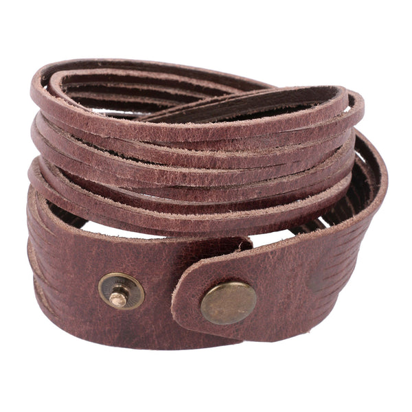 Multi Strand Brown Handcrafted Leather Strand Bracelet For Men Bulk Secondary image