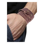Multi Strand Brown Handcrafted Leather Strand Bracelet For Men Bulk