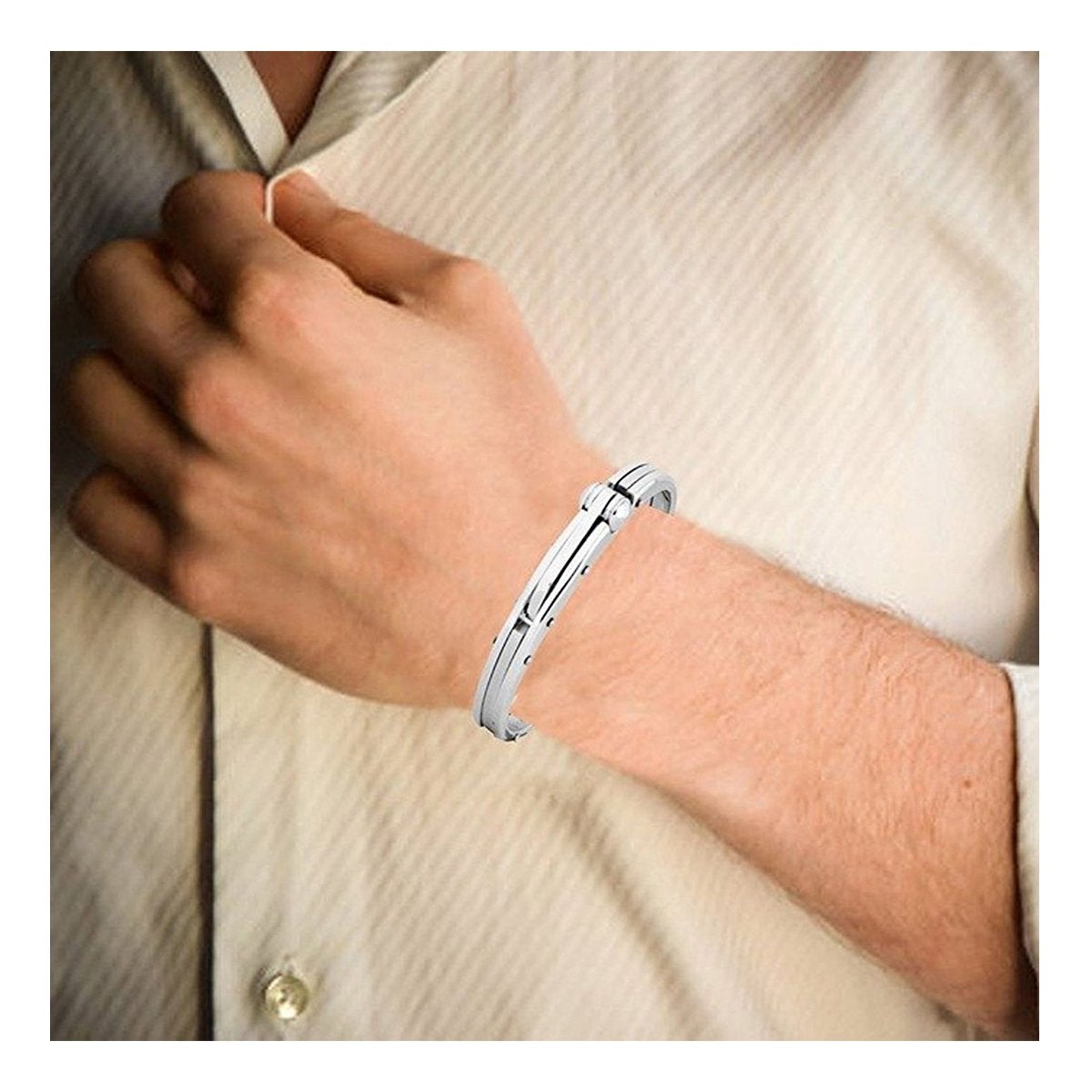 Openable Free Size Matte Glossy Stainless Steel Kada Bracelet Men Bulk
