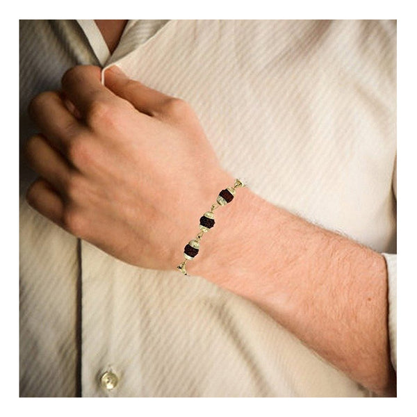 Rudraksh Beads 22K Gold Plated Brass Bracelet For Men Bulk Secondary image