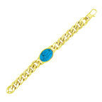 Salman Curb 18K Gold Plated Stainless Steel Turquoise Bracelet Bulk