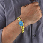 Salman Curb 18K Gold Plated Stainless Steel Turquoise Bracelet Bulk