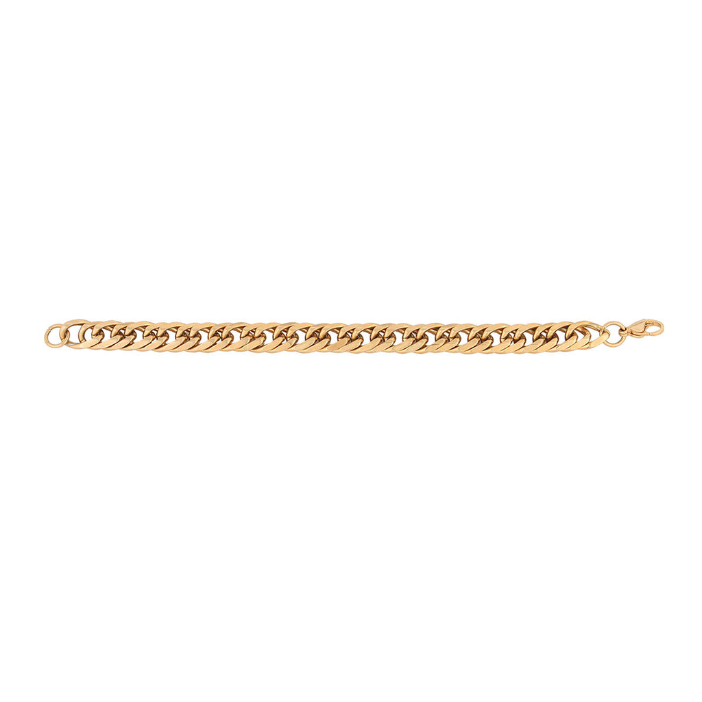 Classic 3D Curb 22K Gold Plated Stainless Steel Bracelet For Men Bulk