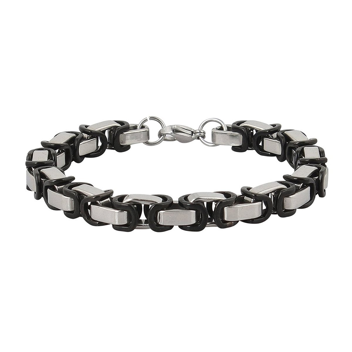 3D Byzantine Black Silver Surgical Stainless Steel Bracelet Men Bulk Main image