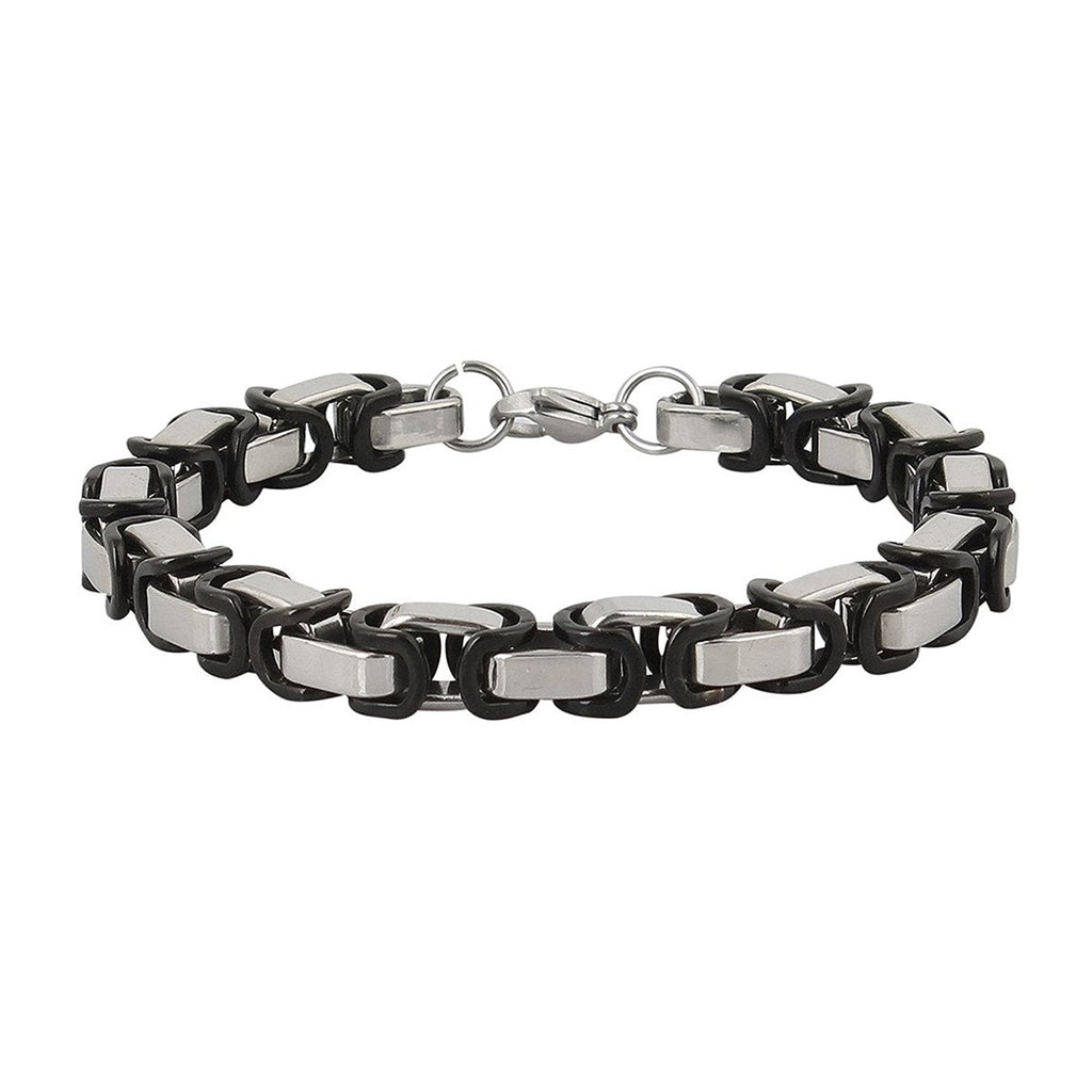 3D Byzantine Black Silver Surgical Stainless Steel Bracelet Men Bulk