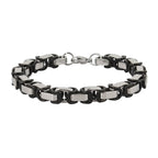 3D Byzantine Black Silver Surgical Stainless Steel Bracelet Men Bulk