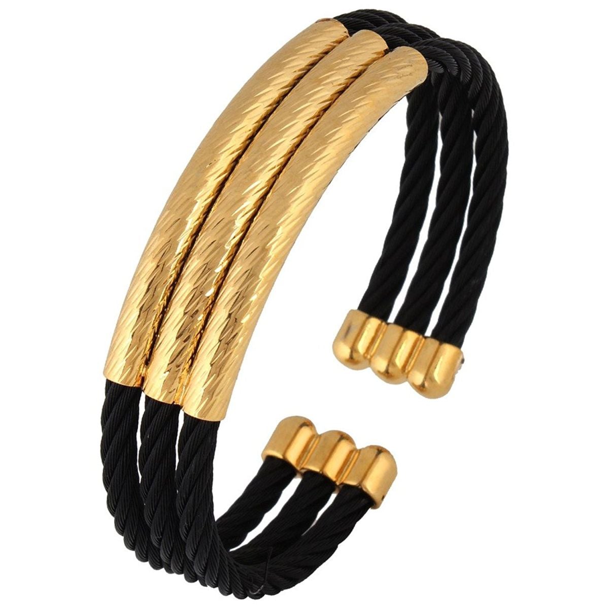 Wire Mesh Black Gold Stainless Steel Free Size Cuff Kada Bracelet Bulk