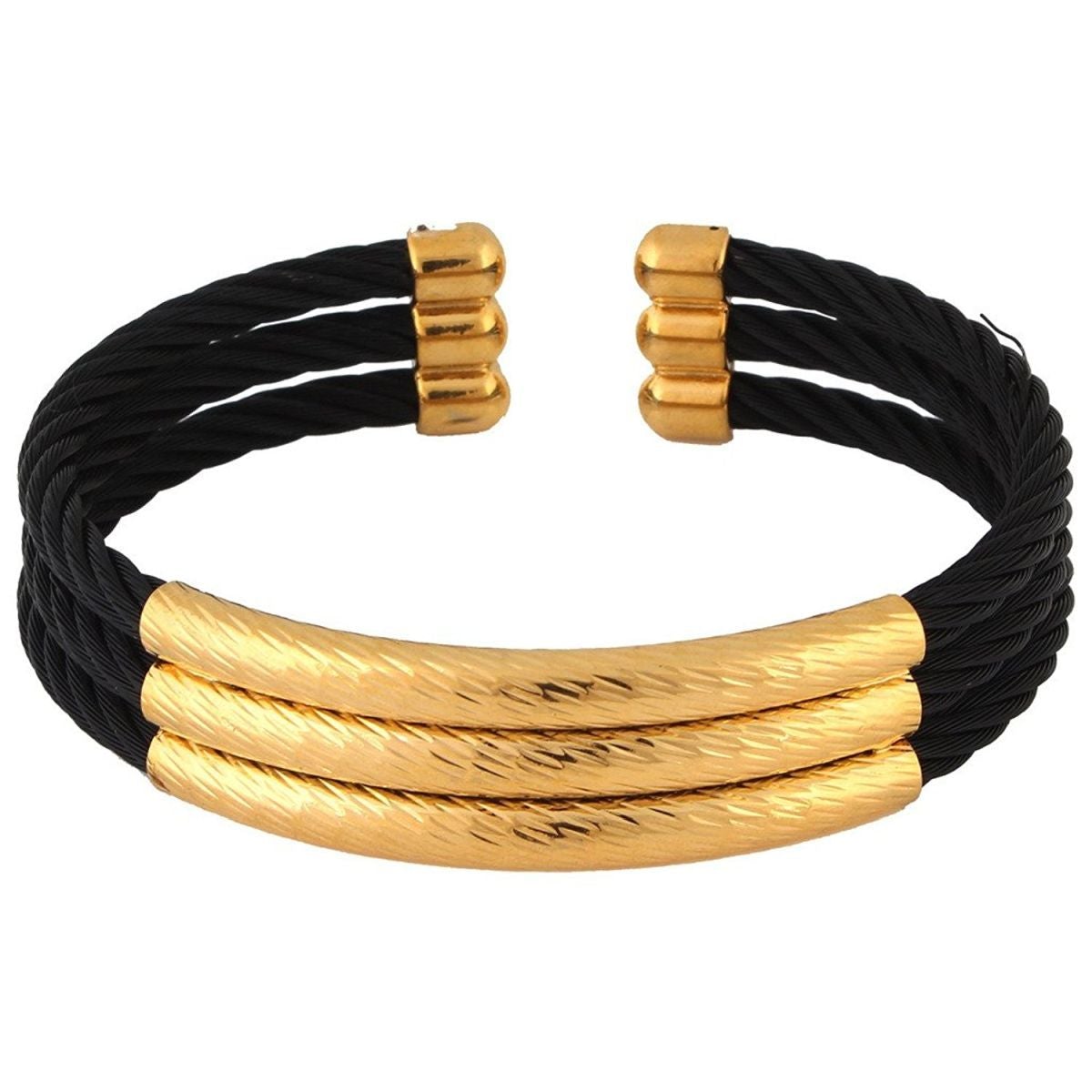 Wire Mesh Black Gold Stainless Steel Free Size Cuff Kada Bracelet Bulk
