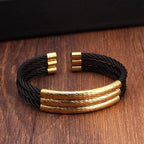 Wire Mesh Black Gold Stainless Steel Free Size Cuff Kada Bracelet Bulk