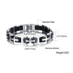 3D Cross Biker Black Silver Surgical Stainless Steel Bracelet Men Bulk