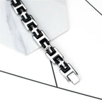 3D Cross Biker Black Silver Surgical Stainless Steel Bracelet Men Bulk