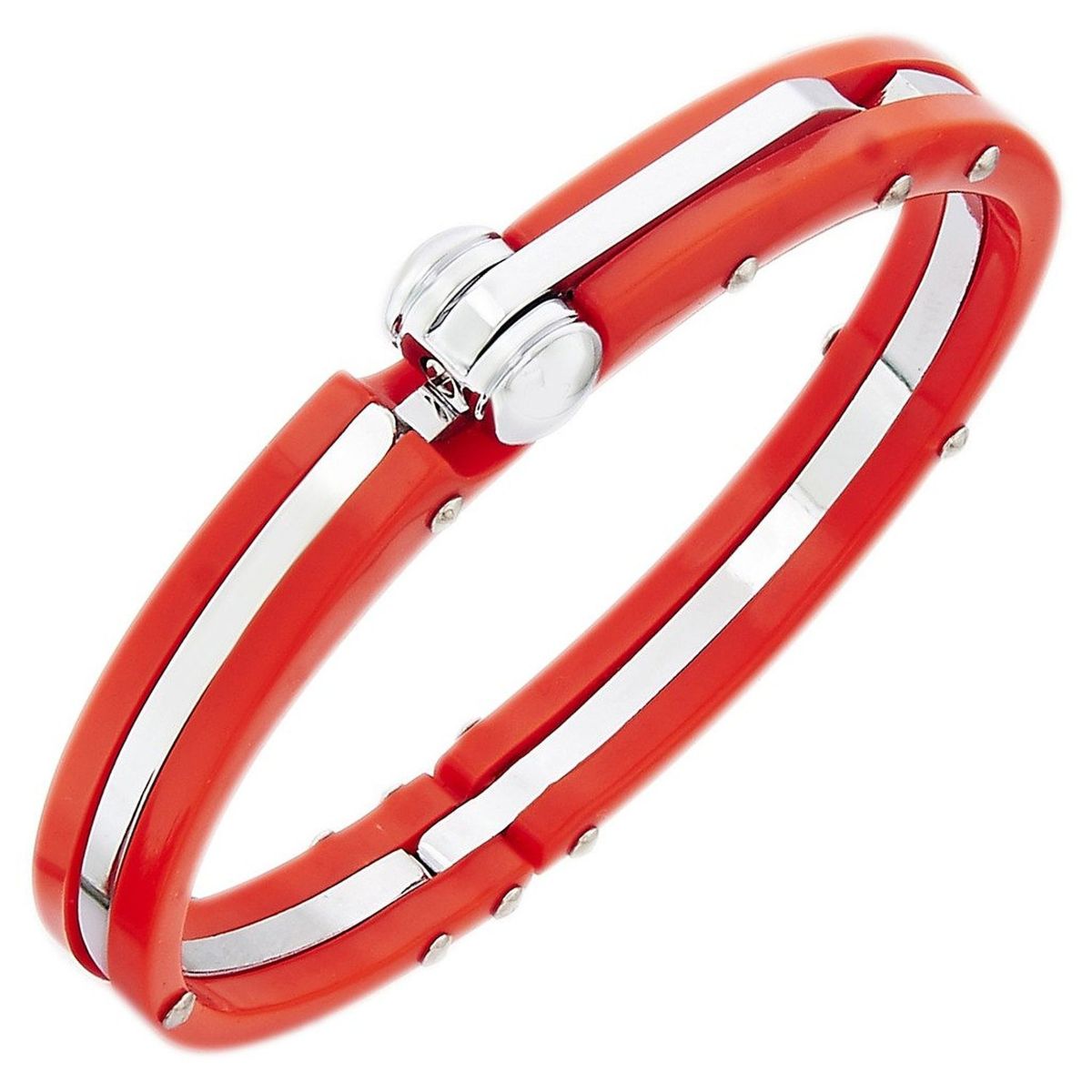 Toughened Fibre Stainless Steel Red Cuff Kada Bangle Bracelet Men Main image