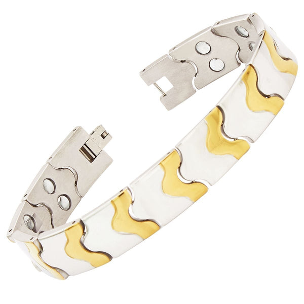 Titanium Stainless Steel Silver Gold Magnetic Therapy Health Energy Bracelet Men Secondary image