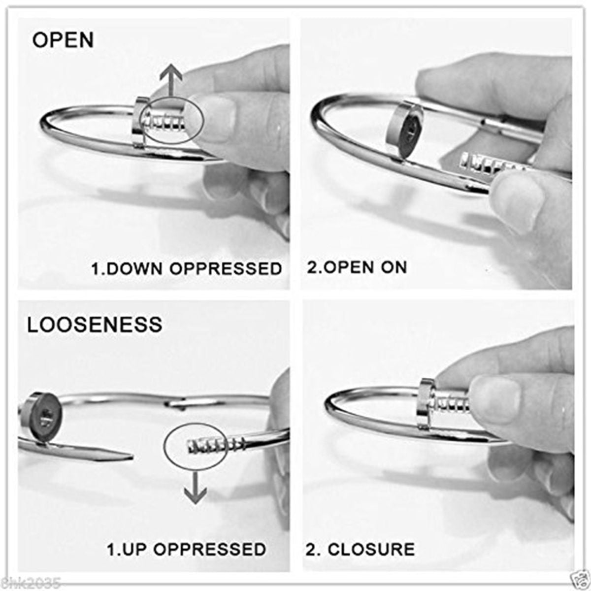 Nail Gothic Silver Stainless Steel Bangle Bracelet For Men Bulk