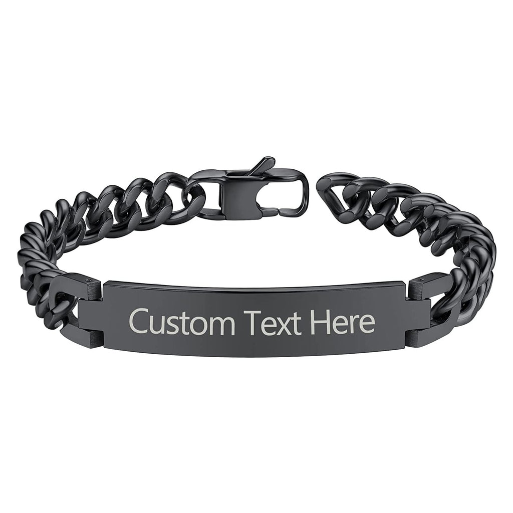 Engrave Letter Name Stainless Steel Chain Id Bracelet For Men Bulk