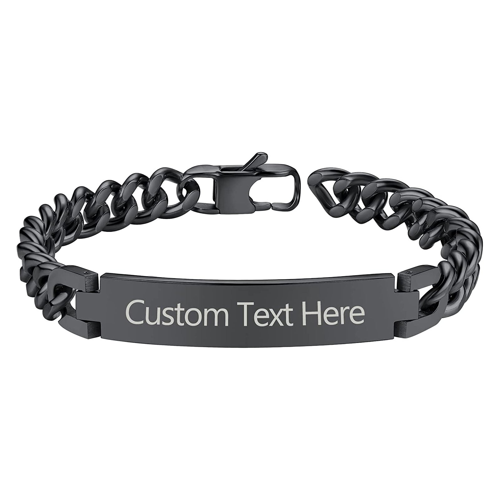 Engrave Letter Name Stainless Steel Chain Id Bracelet For Men Bulk