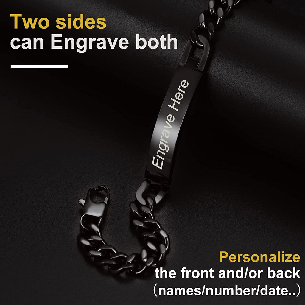 Engrave Letter Name Stainless Steel Chain Id Bracelet For Men Bulk