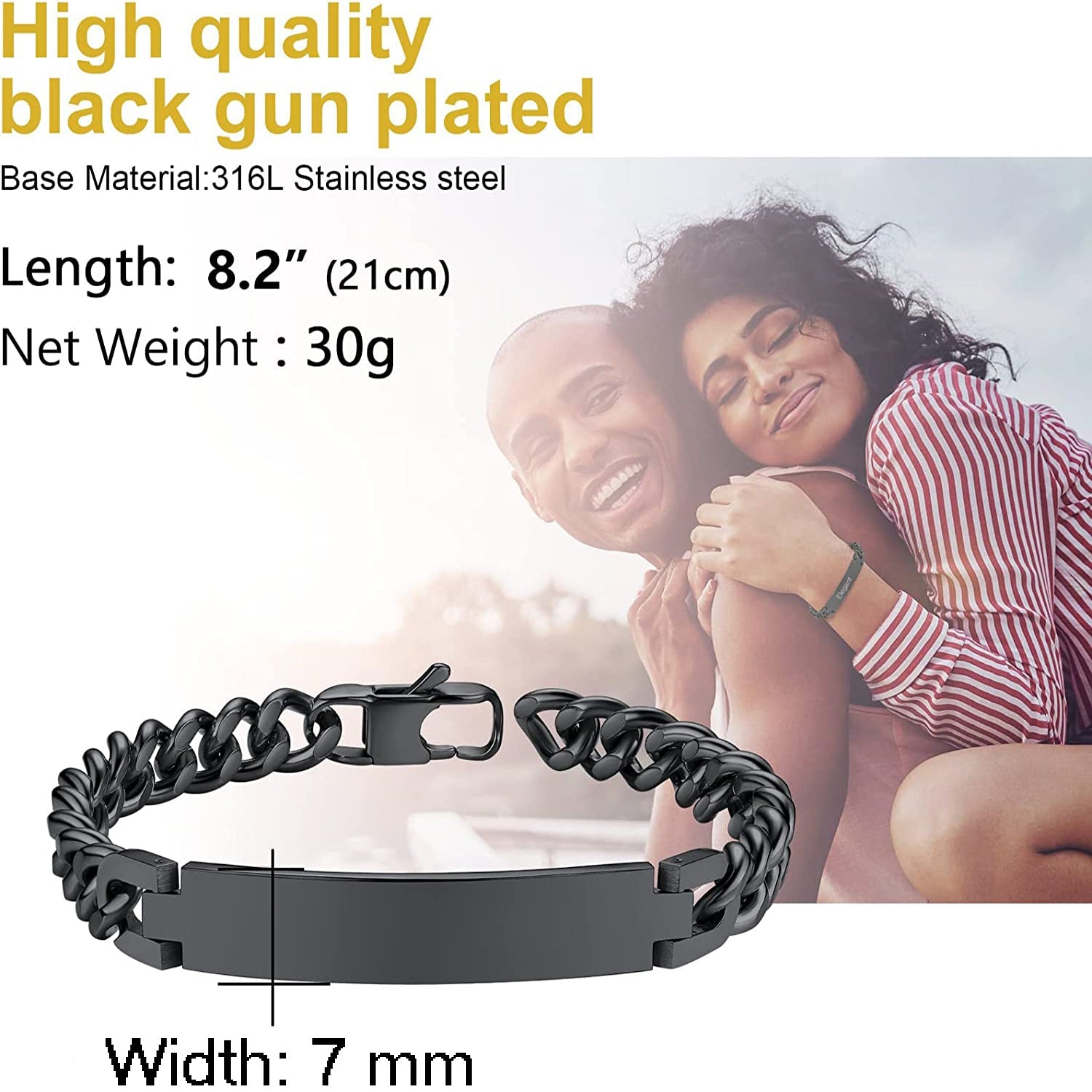 Engrave Letter Name Stainless Steel Chain Id Bracelet For Men Bulk