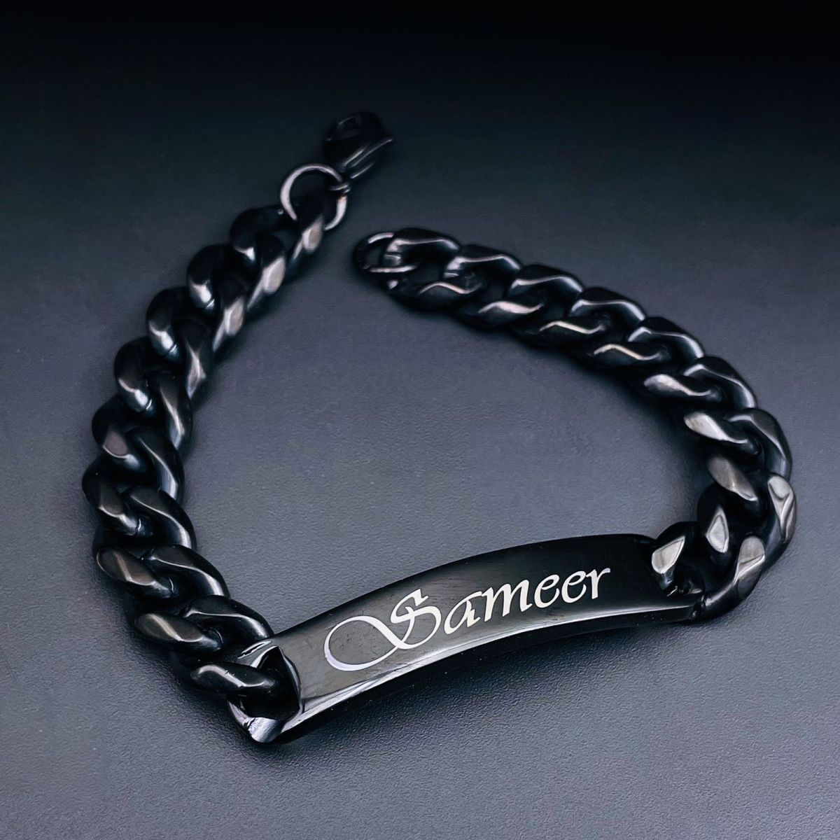 Engrave Letter Name Stainless Steel Chain Id Bracelet For Men Bulk