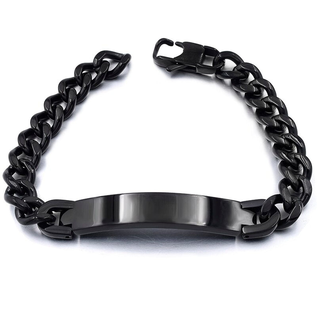Engrave Letter Name Stainless Steel Chain Id Bracelet For Men Bulk