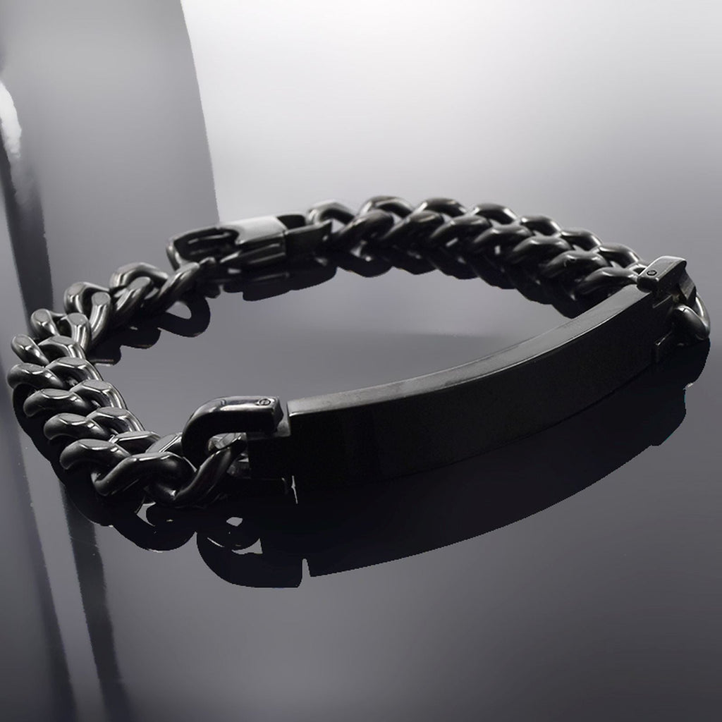 Engrave Letter Name Stainless Steel Chain Id Bracelet For Men Bulk