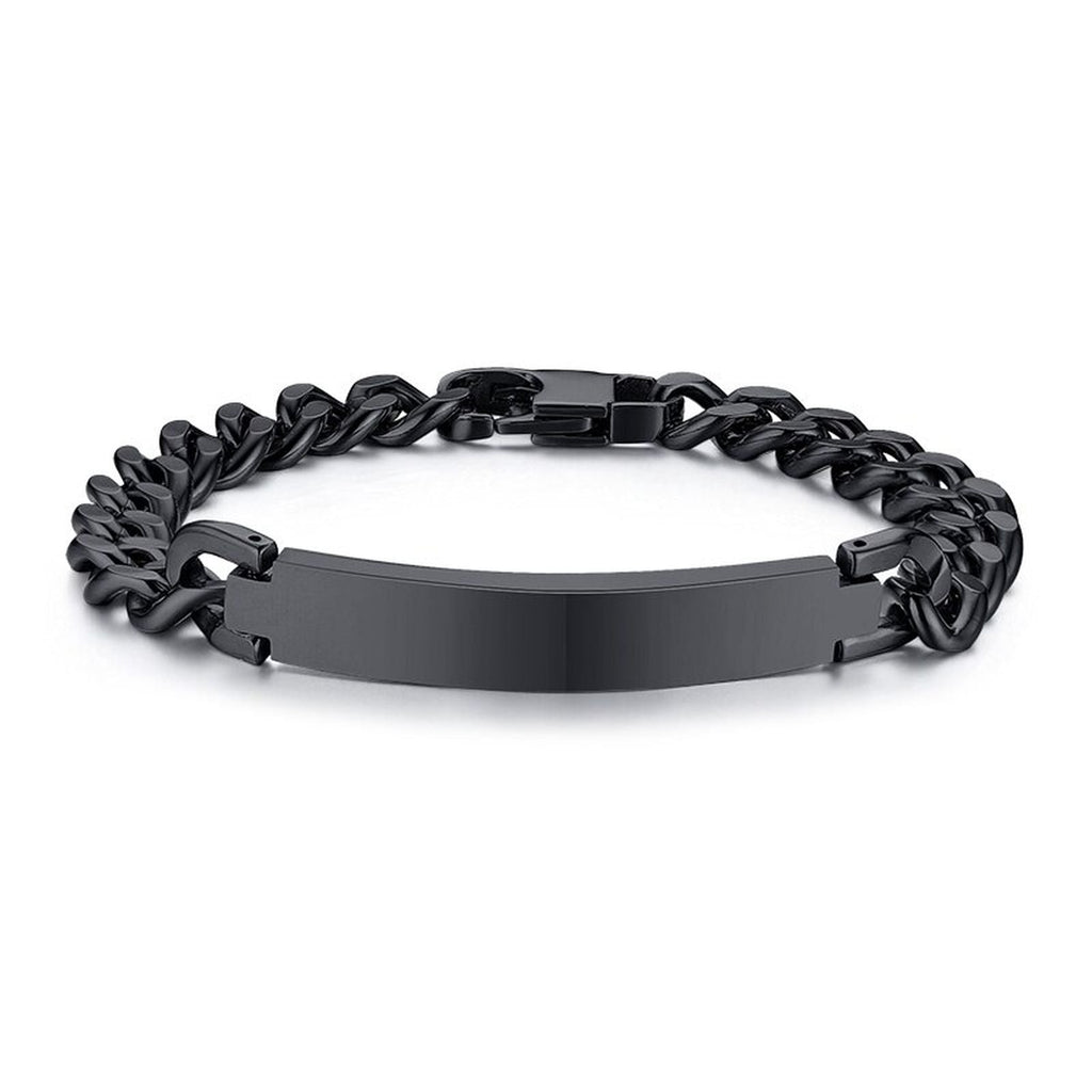 Engrave Letter Name Stainless Steel Chain Id Bracelet For Men Bulk