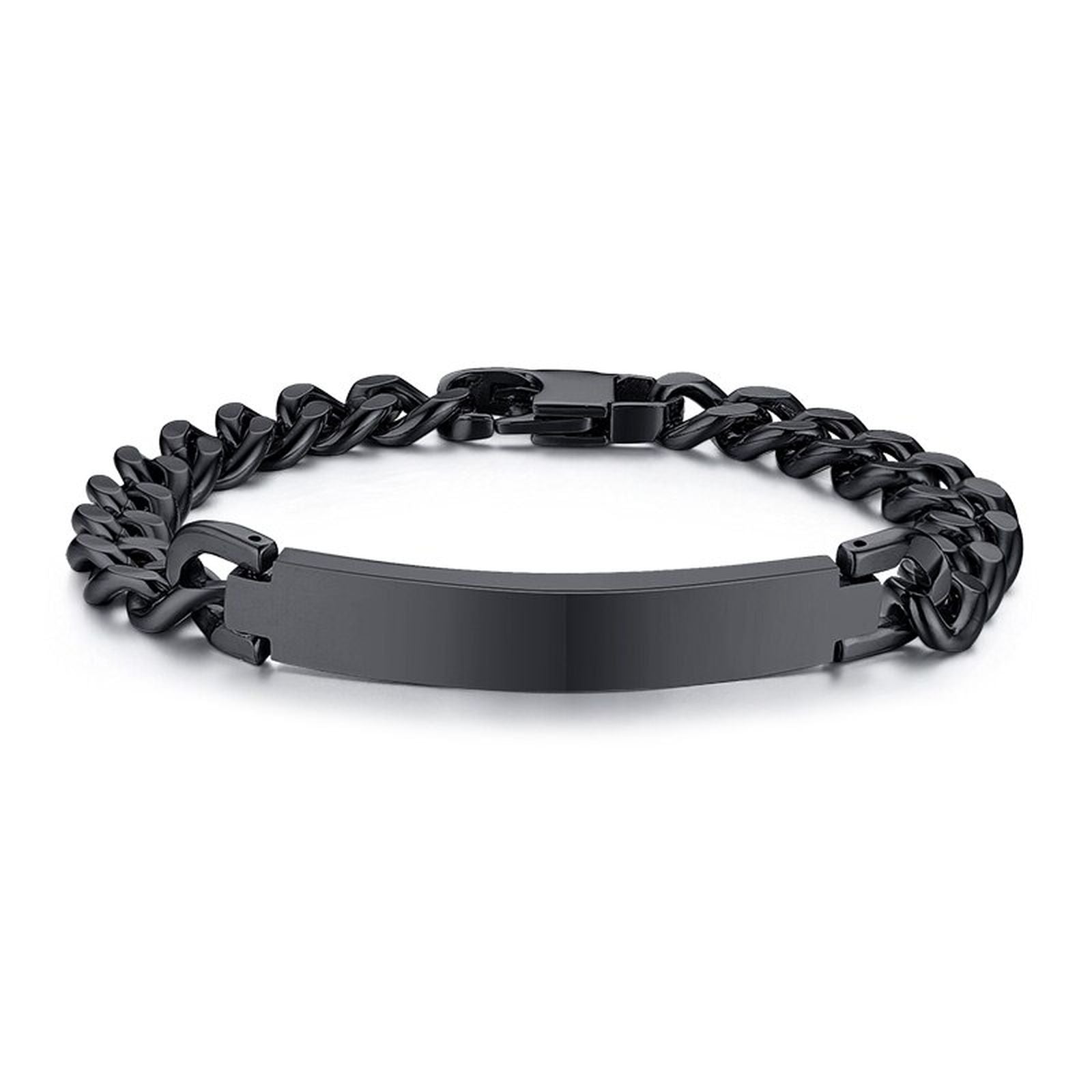 Engrave Letter Name Stainless Steel Chain Id Bracelet For Men Bulk