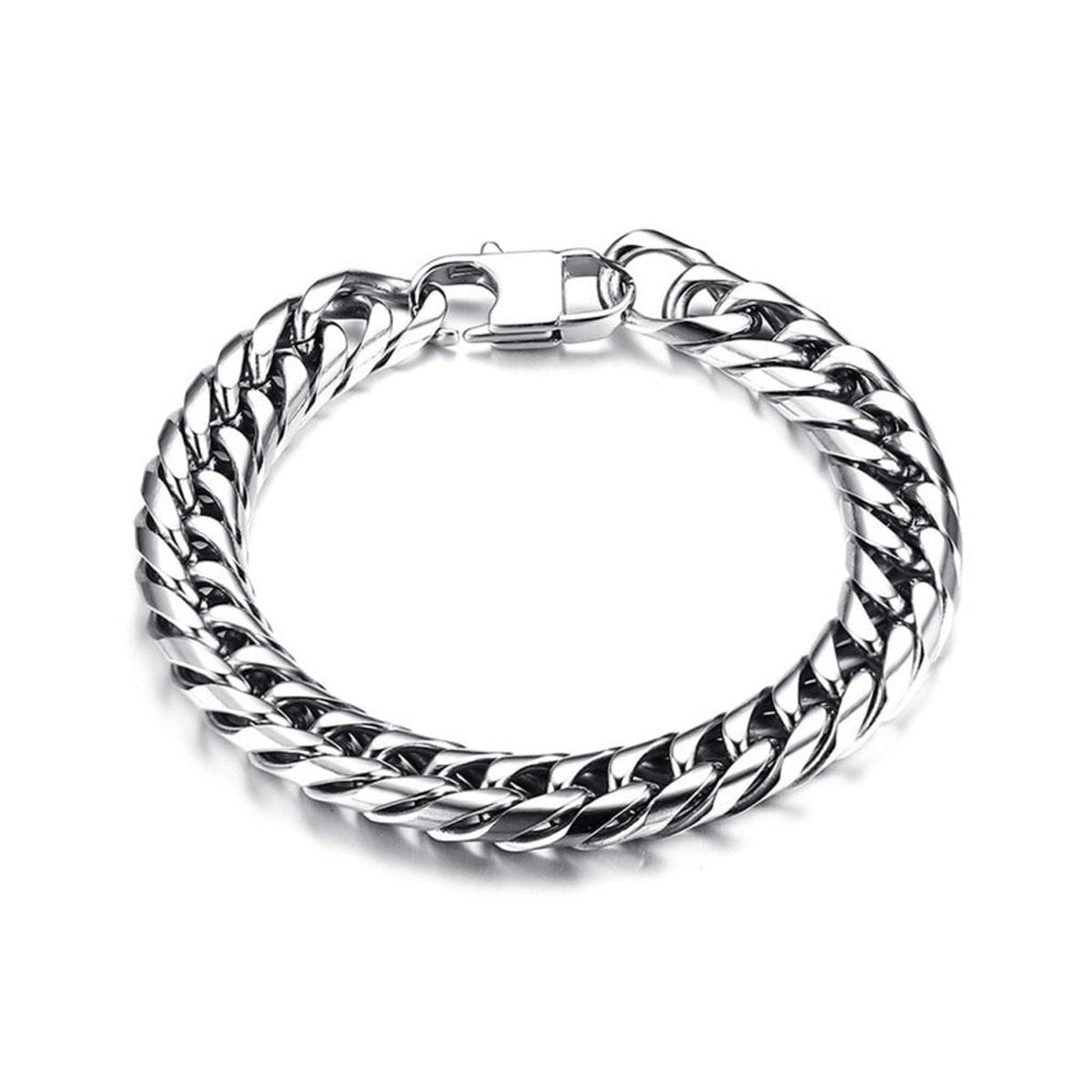 316L Stainless Steel Classic 3D Curb Rhodium Plated Bracelet Men Bulk