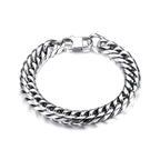 316L Stainless Steel Classic 3D Curb Rhodium Plated Bracelet Men Bulk