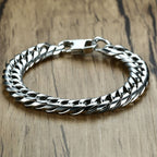 316L Stainless Steel Classic 3D Curb Rhodium Plated Bracelet Men Bulk