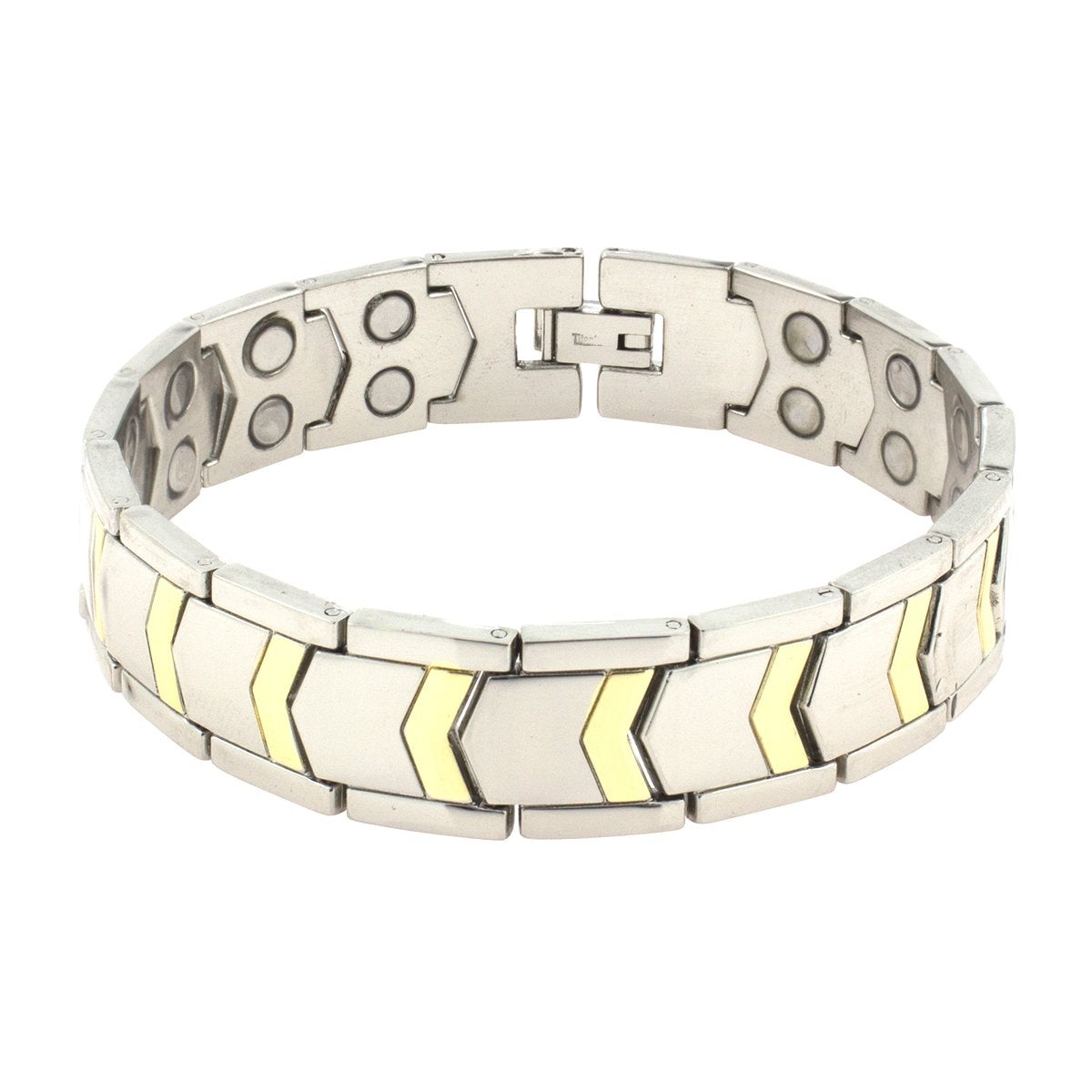 Titanium Stainless Steel Silver Gold Magnetic Therapy Health Energy Bracelet Men Main image