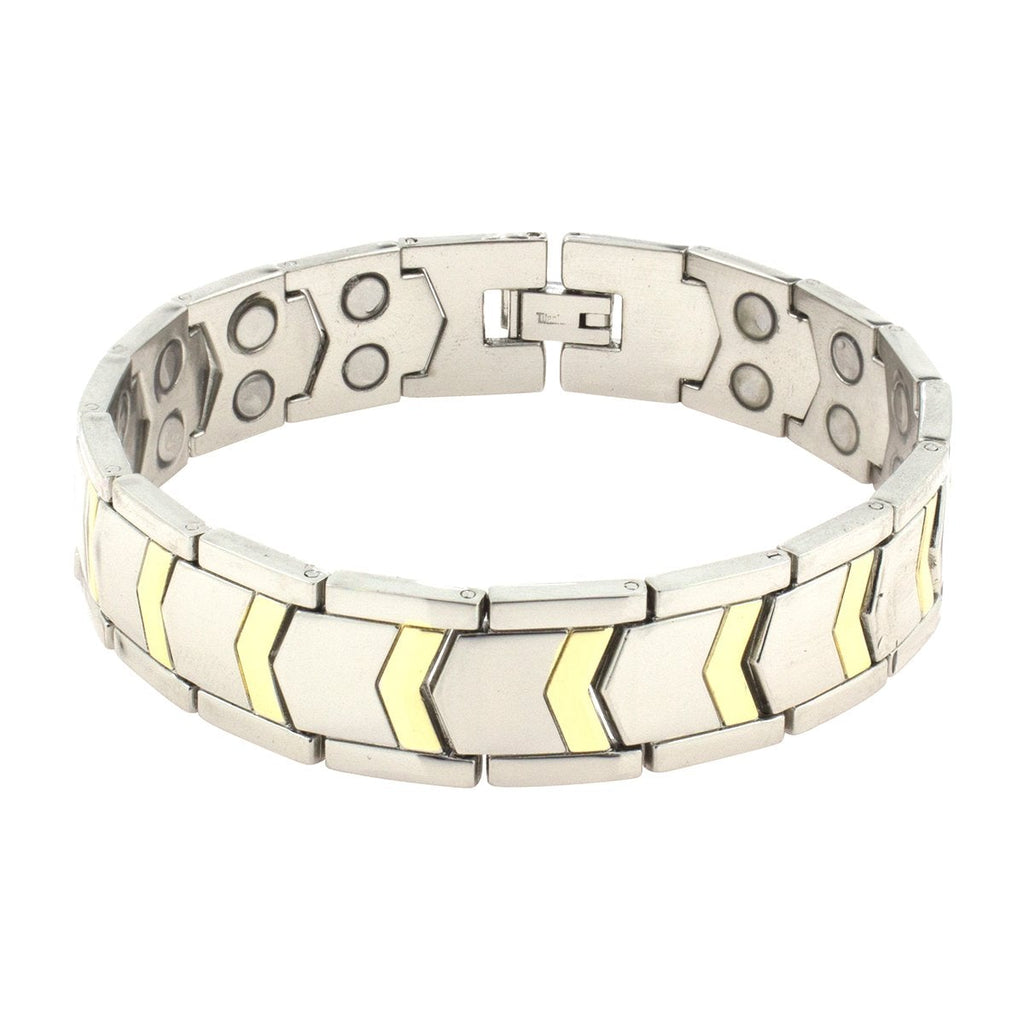 Titanium Stainless Steel Silver Gold Magnetic Therapy Health Energy Bracelet Men