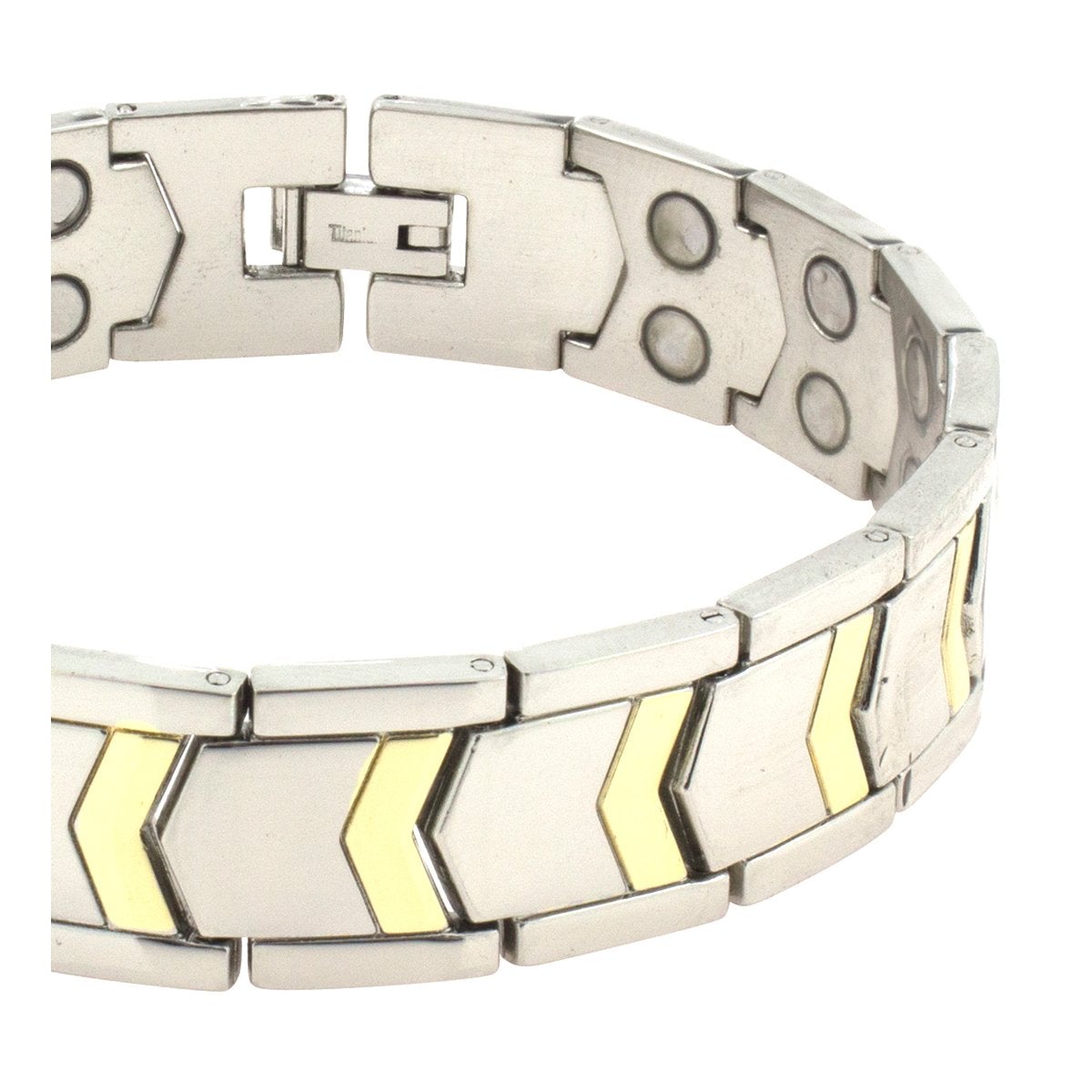 Titanium Stainless Steel Silver Gold Magnetic Therapy Health Energy Bracelet Men Secondary image