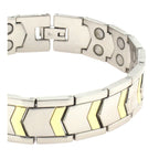 Titanium Stainless Steel Silver Gold Magnetic Therapy Health Energy Bracelet Men