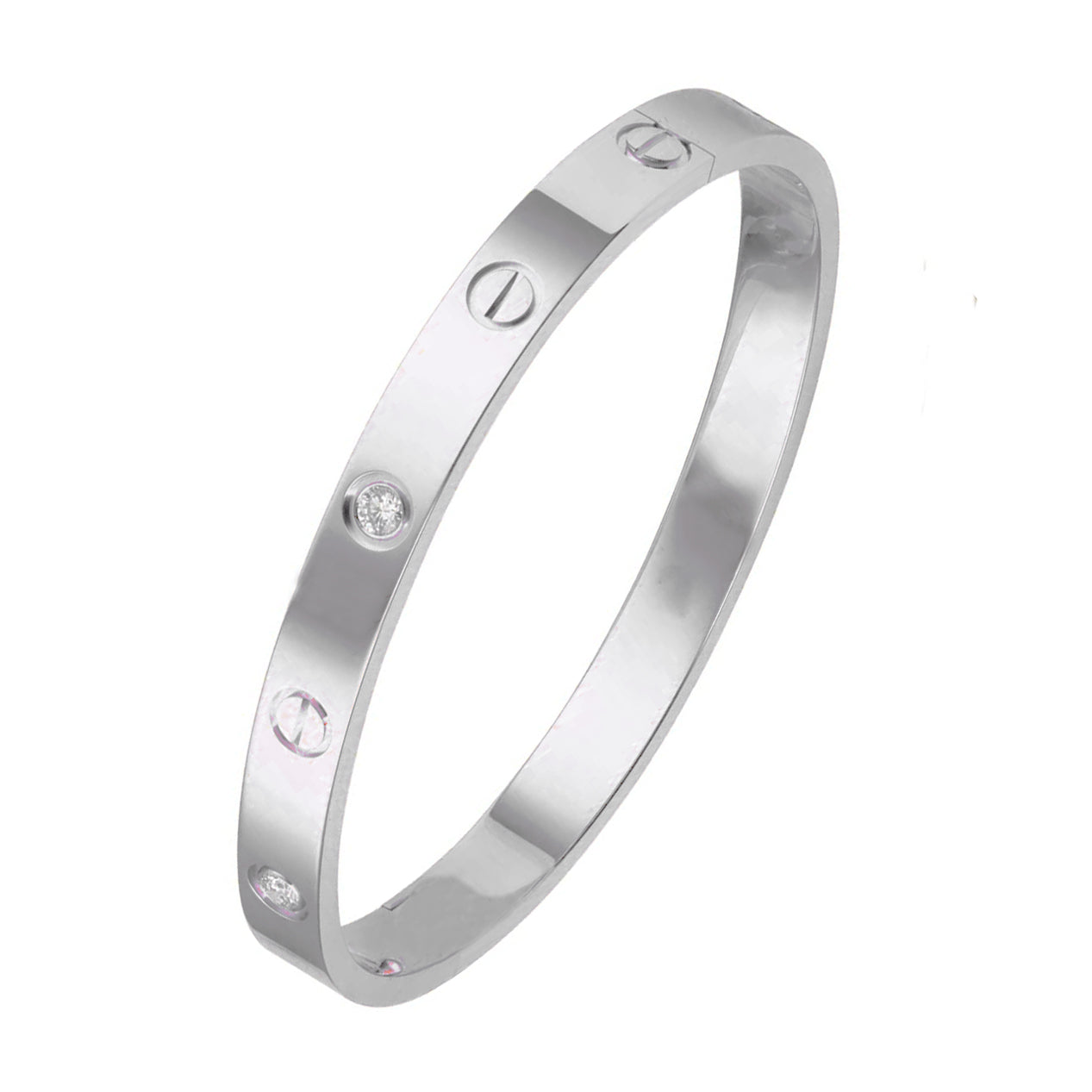 American Diamond Silver Stainless Steel Kada Bracelet Men Bulk