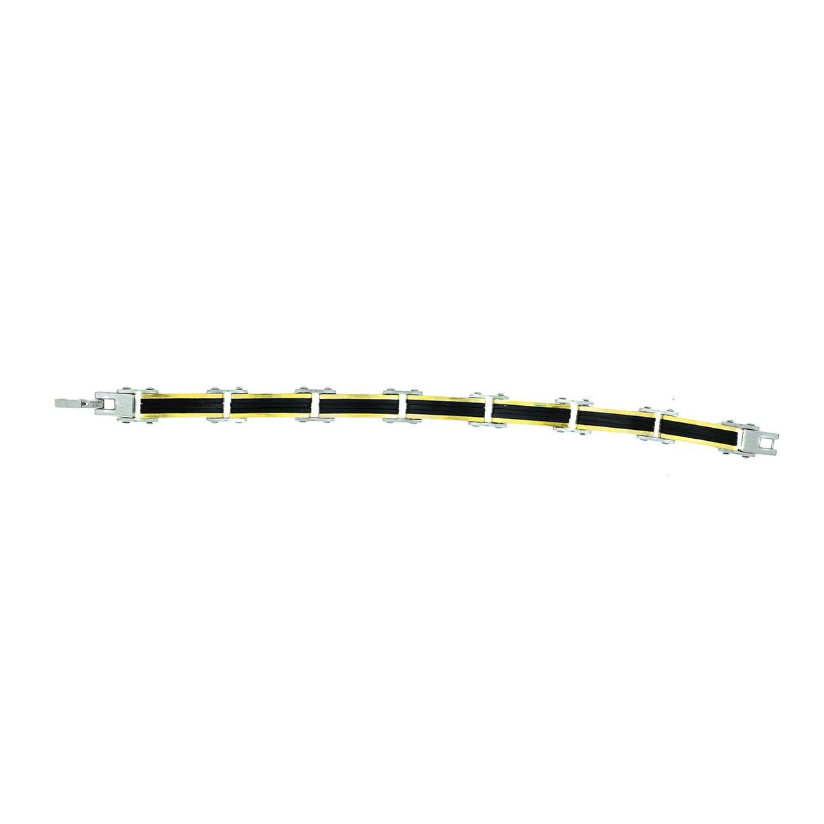 Geometric Designer 18K Gold Black Accent Stainless Steel Bracelet Bulk
