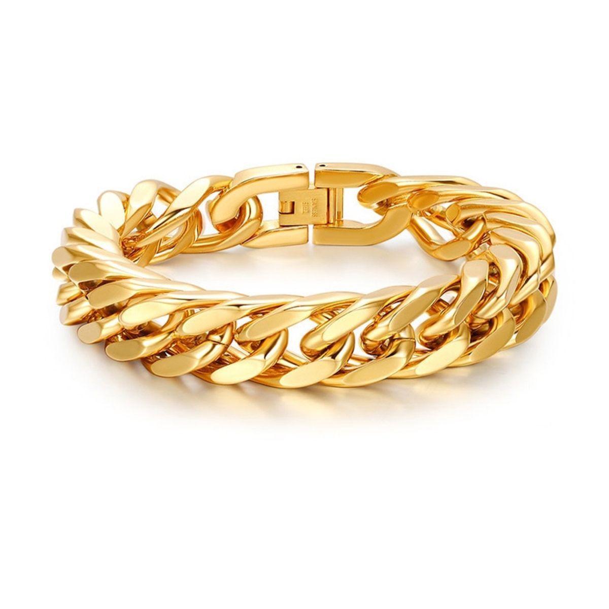 Italian 3D Curb Links 22K Gold Plated Stainless Steel Bracelet Bulk Main image