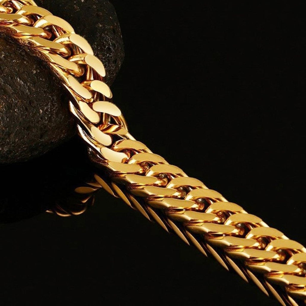 Italian 3D Curb Links 22K Gold Plated Stainless Steel Bracelet Bulk