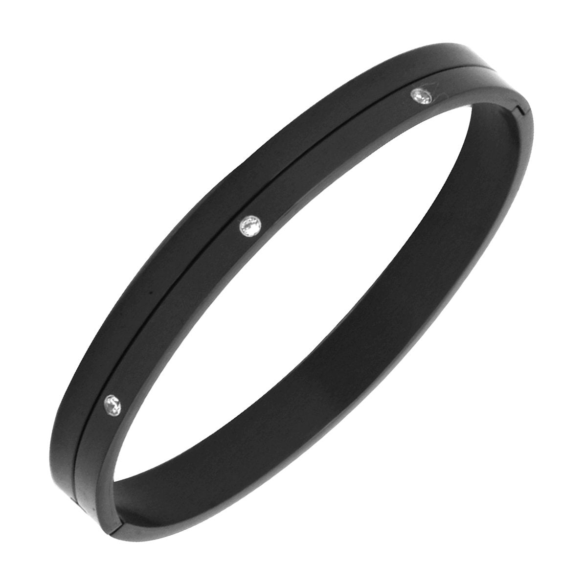 Stainless Steel Matte Black Cz American Diamond Kada Bracelet Men Main image