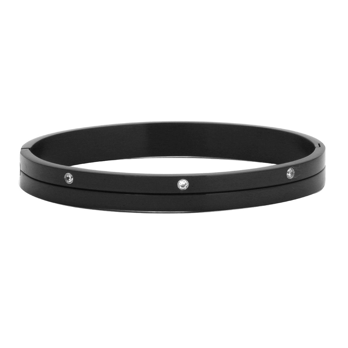 Stainless Steel Matte Black Cz American Diamond Kada Bracelet Men Secondary image