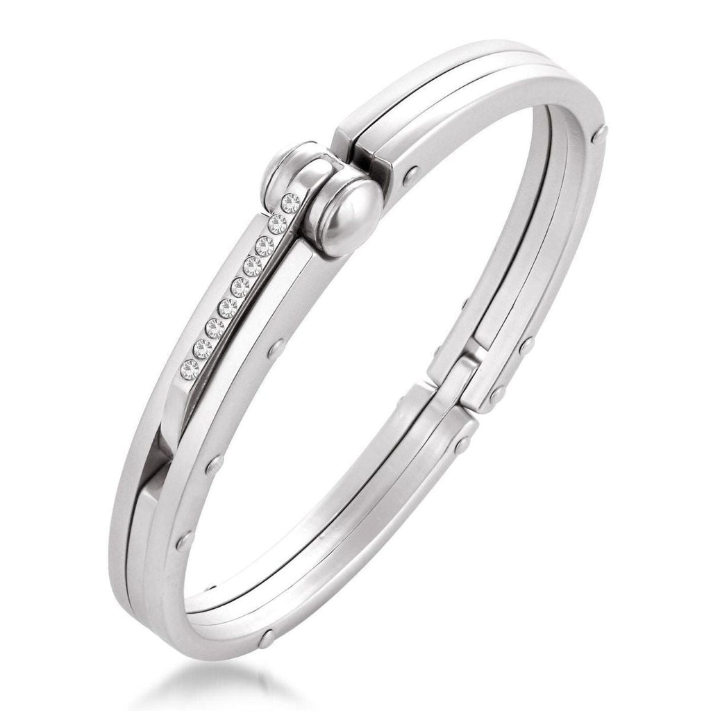 CZ Surgical Stainless Steel Oval Free Size Openable Kada Bracelet Bulk