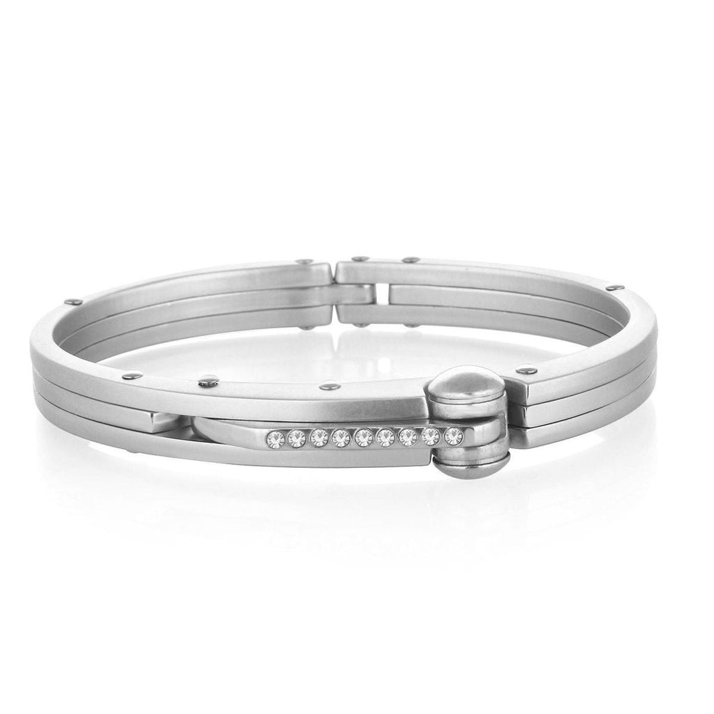 CZ Surgical Stainless Steel Oval Free Size Openable Kada Bracelet Bulk