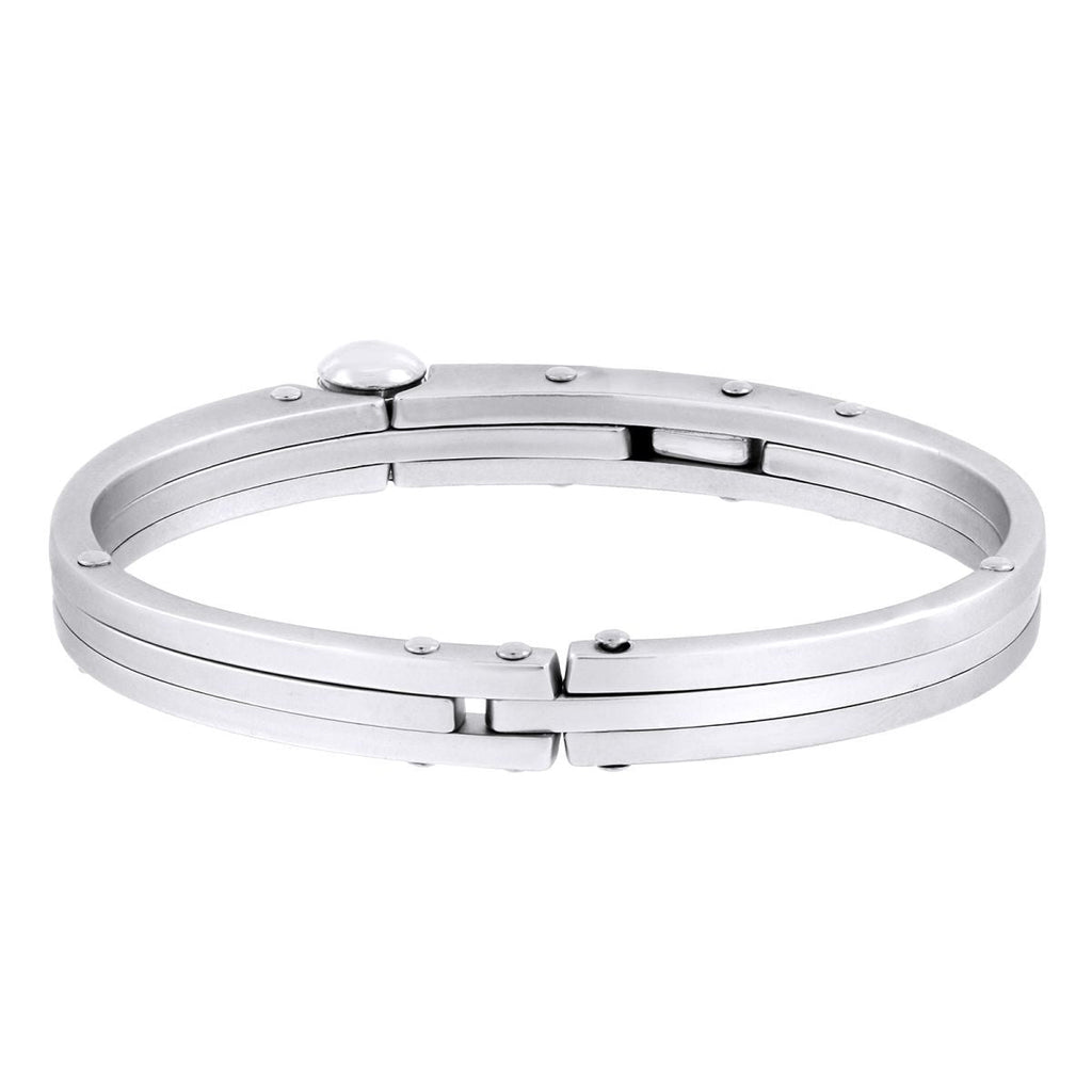 CZ Surgical Stainless Steel Oval Free Size Openable Kada Bracelet Bulk