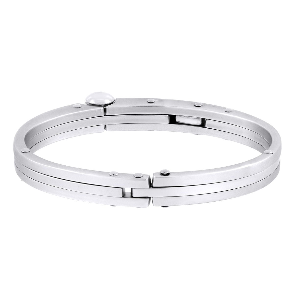 CZ Surgical Stainless Steel Oval Free Size Openable Kada Bracelet Bulk